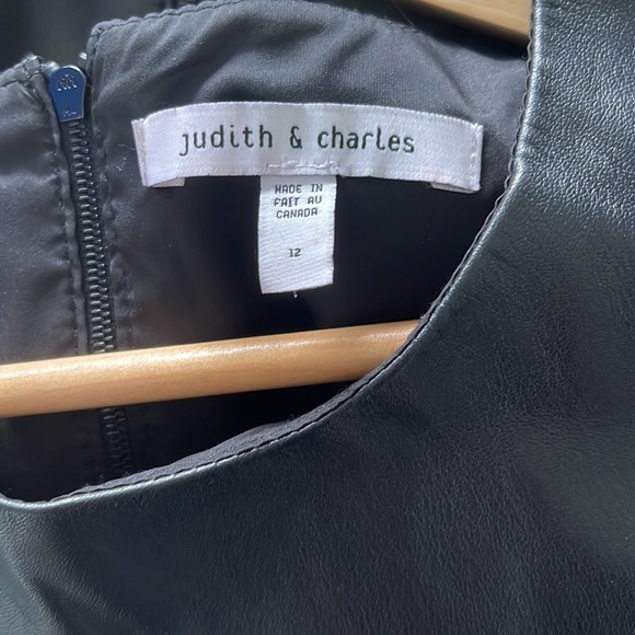 Judith & Charles Leather Top/Stretch Skirt Mini Dress Size 12 Black - Picture 3 of 5